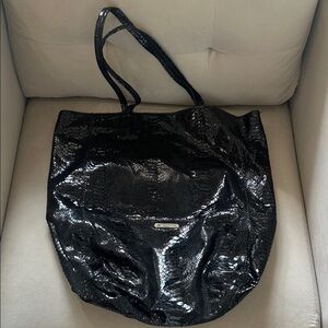 Cynthia Rowley Shiny Black leather large Tote